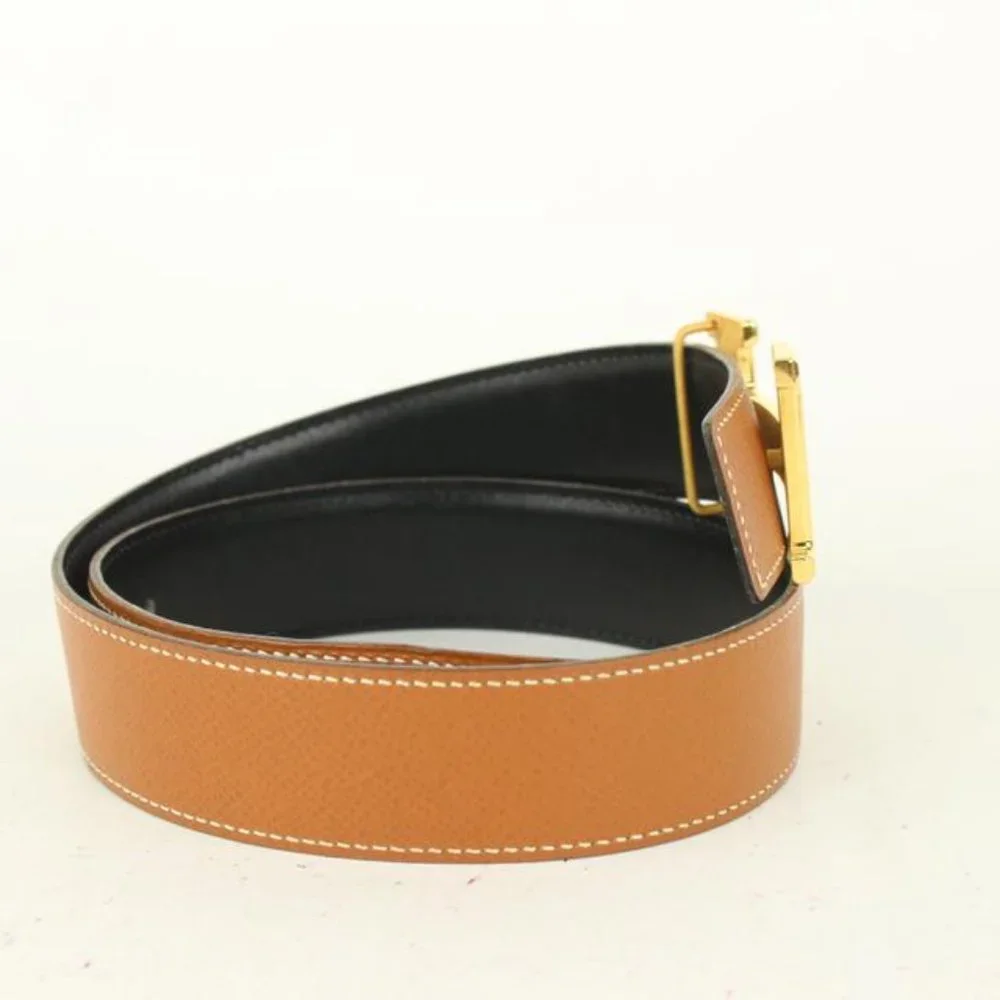 Hermès 32mm Reversible H Logo Belt Kit Brown x Black x Gold 1H96a